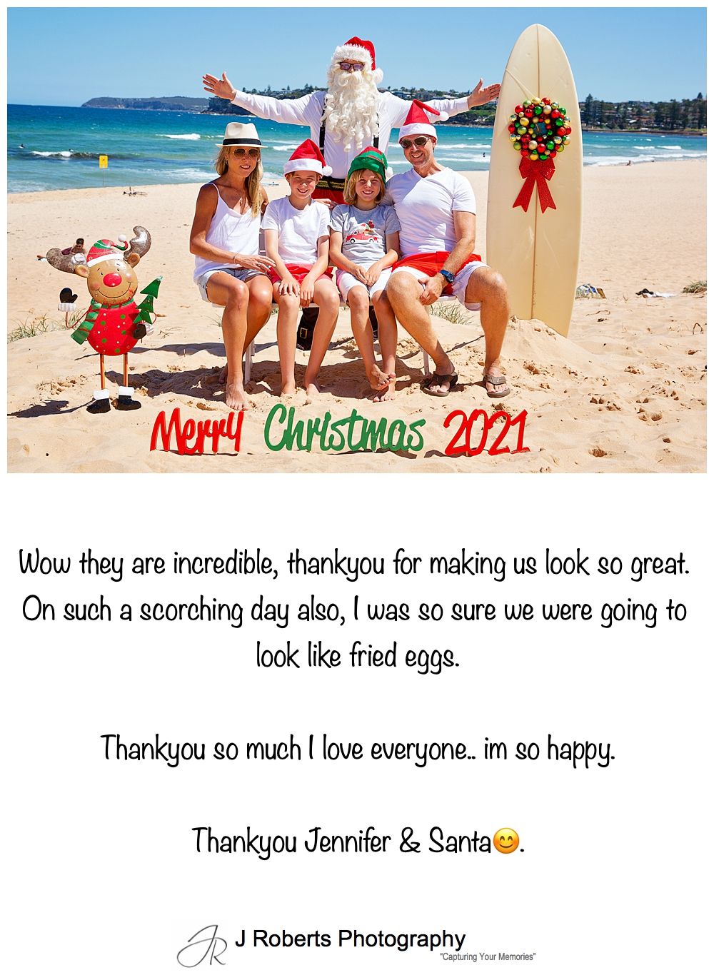 Aussie Santa Photos at Long Reef Beach Customer Feedback 2021
